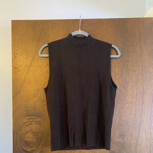 Vintage Focus 2000 Sleeveless Dark Brown Knitted Mock Neck Tank Top size XL